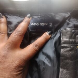 Giorgio Armani black leather slacks size 40